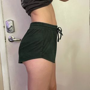 Green Velvet Shorts